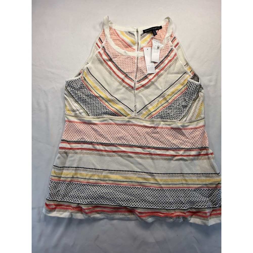 White House Black Market XL Sleeveless Knit Top Multi Color Chevron Stripe Tank